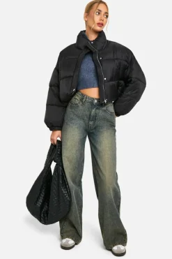 Online boohoo Boxy Puffer Jacket black