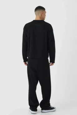 Fashion boohooMAN Boxy V Neck BHM Moto Knitted Jumper grey