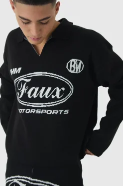 Fashion boohooMAN Boxy V Neck BHM Moto Knitted Jumper grey