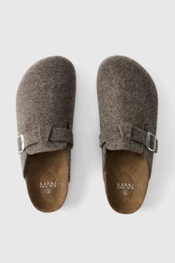 Outlet boohooMAN Felt Mule brown