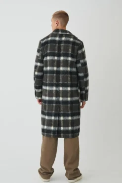 Outlet boohooMAN Brushed Check Overcoat In brown