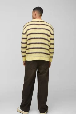 Flash Sale boohooMAN Brushed Crew Neck Knitted Jumper yellow