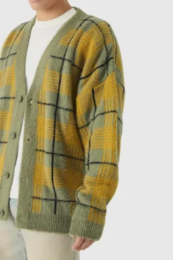 Flash Sale boohooMAN Brushed Knit Oversized Drop Shoulder Cardigan olive