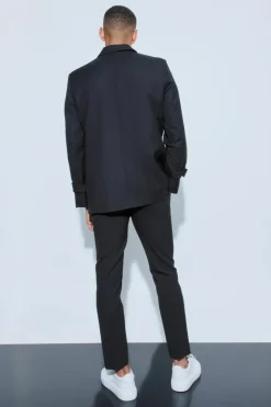 Flash Sale boohooMAN Buckle Chest & Cuff Relaxed Fit Suit Jacket black