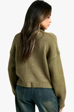 Cheap boohoo Button Through Soft Knit Cardigan khaki