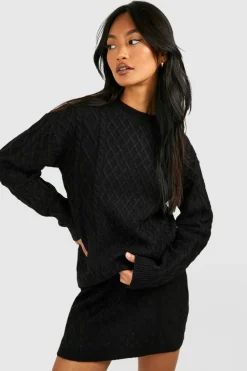 Best boohoo Cable Jumper And Mini Skirt Knitted Co-ord black
