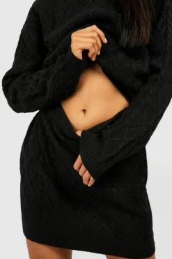 Best boohoo Cable Jumper And Mini Skirt Knitted Co-ord black
