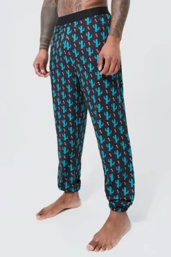 Best Sale boohooMAN Cactus Print Lounge Joggers black