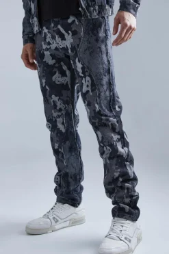Sale boohoo Camo Denim Jacket and Jeans Set black
