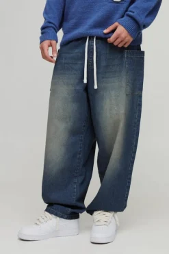New boohooMAN Cargo Pocket Skate Jeans mid wash