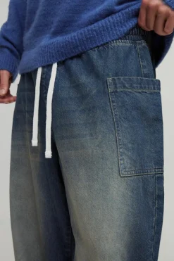 New boohooMAN Cargo Pocket Skate Jeans mid wash