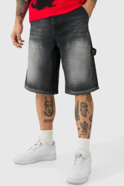 Clearance boohooMAN Carpenter Denim Jorts washed black