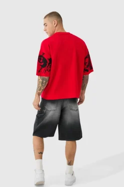 Clearance boohooMAN Carpenter Denim Jorts washed black