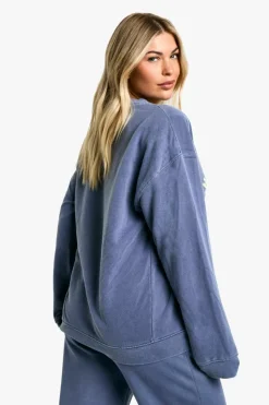 Best boohoo Champs Elysees 06 Overdyed Oversized Sweatshirt navy