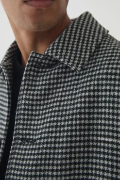 Cheap boohooMAN Check Collared Overcoat In black