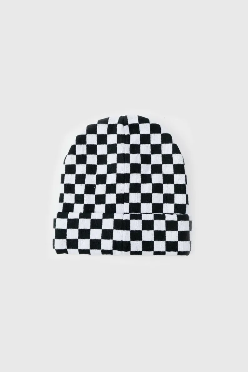Cheap boohooMAN Checkered Beanie black