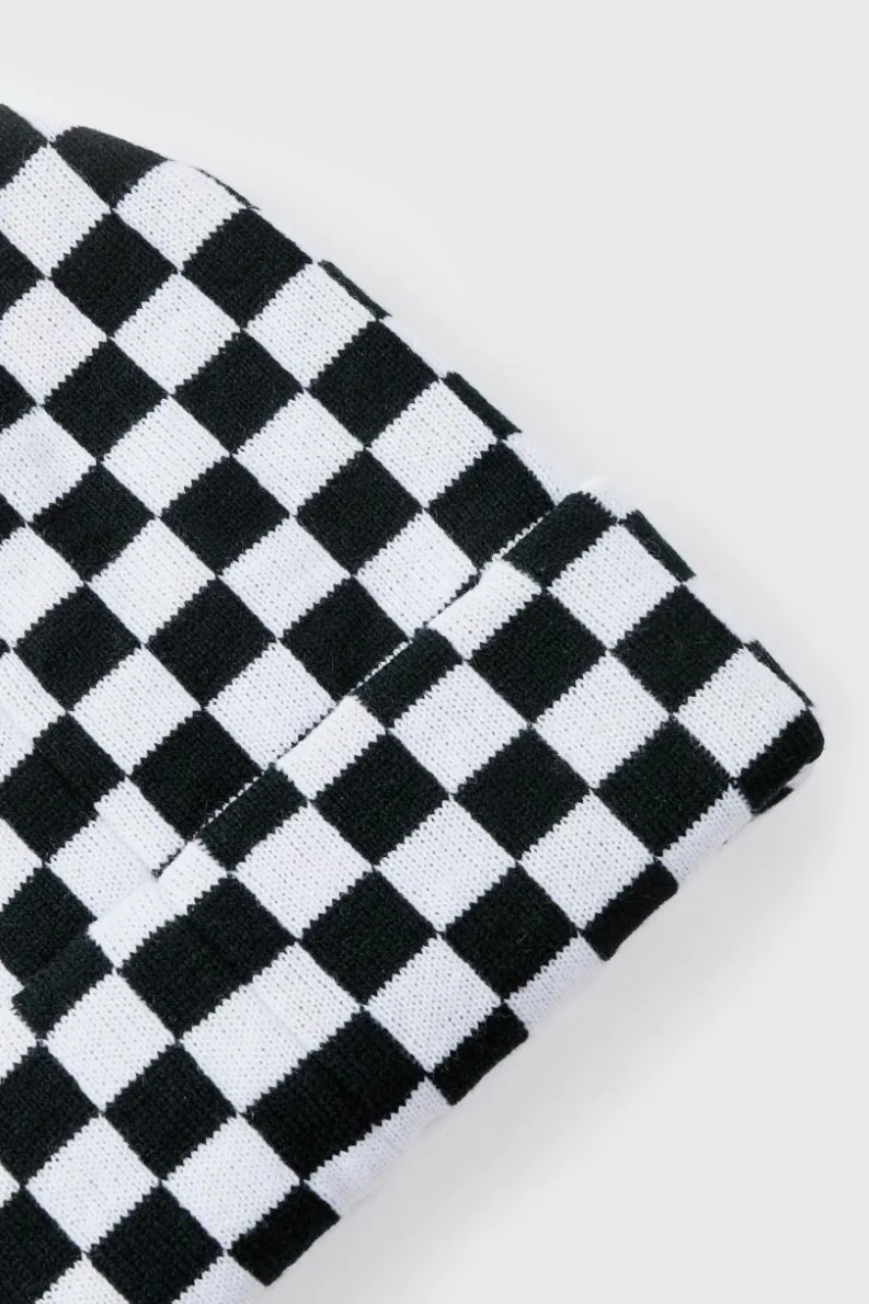 Cheap boohooMAN Checkered Beanie black