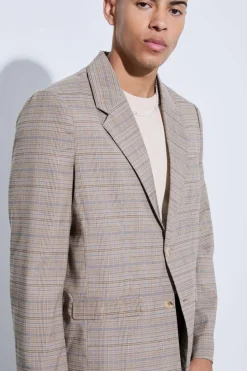 Best boohooMAN Check Oversized Boxy Blazer brown