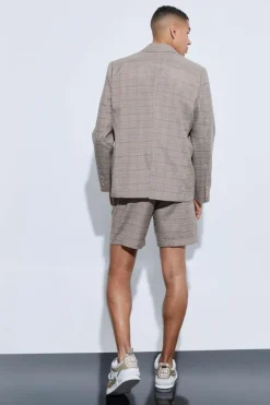 Discount boohooMAN Check Oversized Tailored Shorts brown