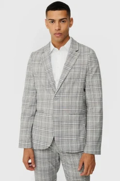 Best boohooMAN Check Weave Slim Fit Suit Jacket natural