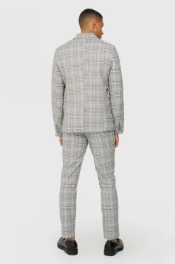 Best boohooMAN Check Weave Slim Fit Suit Jacket natural