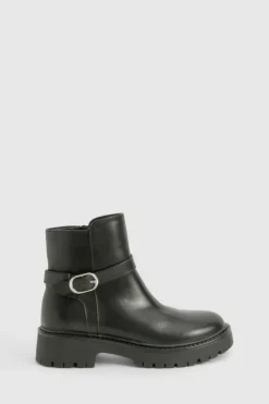Outlet boohoo Chunky Buckle Detail Chelsea Boots black