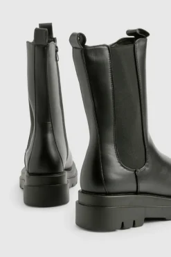 Best Sale boohoo Chunky Cleated Calf High Chelsea Boots black