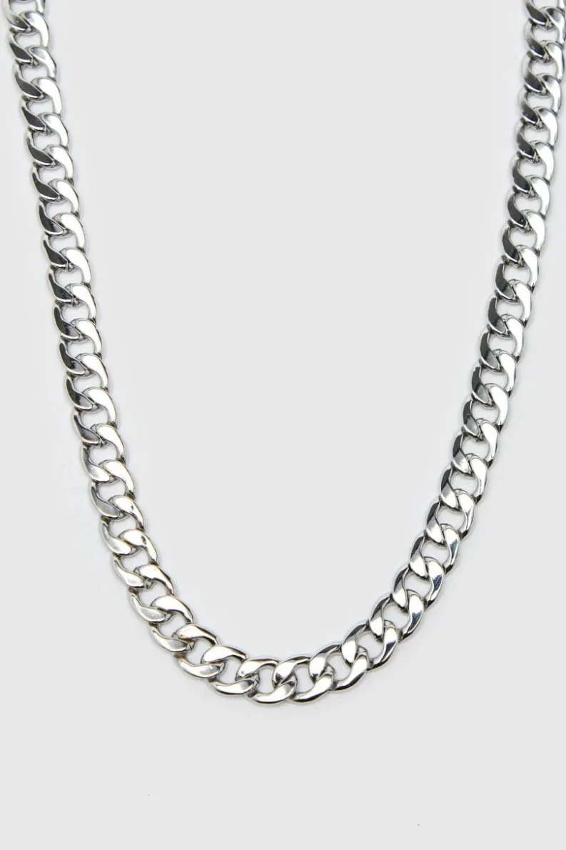 Cheap boohooMAN Chunky Cuban Chain Necklace silver