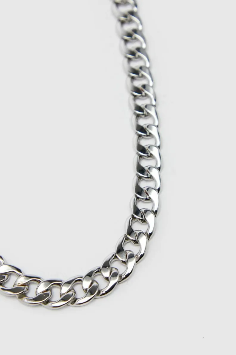 Cheap boohooMAN Chunky Cuban Chain Necklace silver