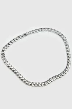 Cheap boohooMAN Chunky Cuban Chain Necklace silver