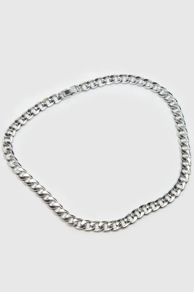 Cheap boohooMAN Chunky Cuban Chain Necklace silver