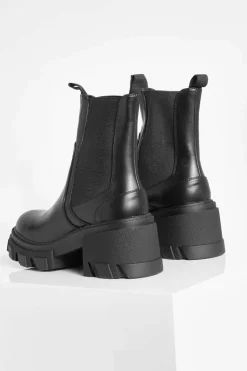 Sale boohoo Chunky Heeled Chelsea Boots black