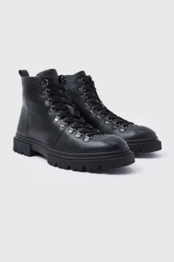 Sale boohooMAN Chunky Hiker Style Boots black