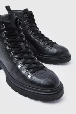 Sale boohooMAN Chunky Hiker Style Boots black