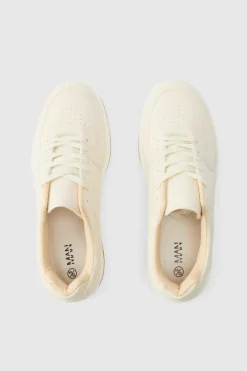 Sale boohooMAN Chunky Rope Lace Trainers In White cream