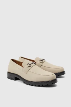 Fashion boohooMAN Chunky Snaffle Loafer In taupe