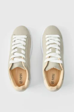 Hot boohooMAN Chunky Trainer In Stone grey