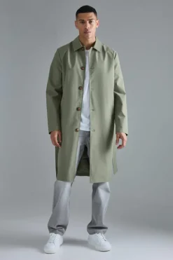 Cheap boohooMAN Classic Belted Trench Coat khaki