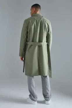 Cheap boohooMAN Classic Belted Trench Coat khaki