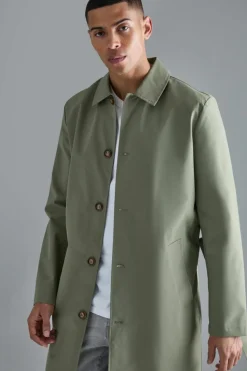 Cheap boohooMAN Classic Belted Trench Coat khaki
