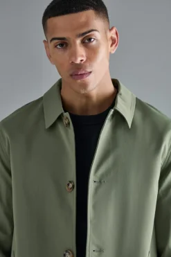 Sale boohooMAN Classic Contrast Panel Trench Coat khaki