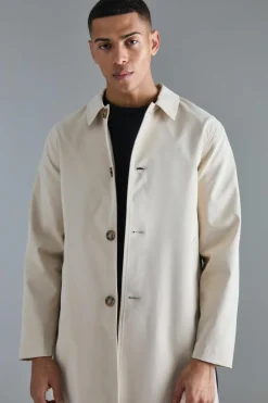 New boohooMAN Classic Contrast Panel Trench Coat sand