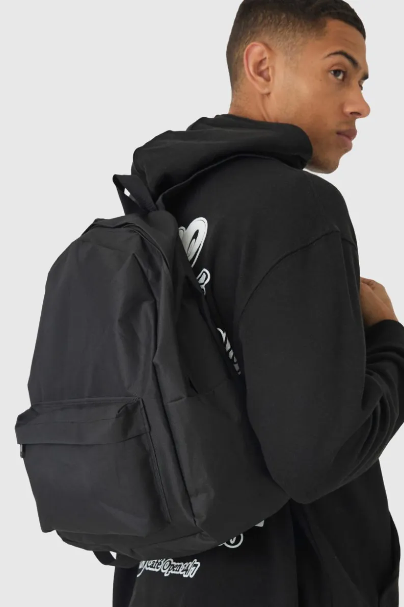 New boohooMAN Classic Rucksack In black