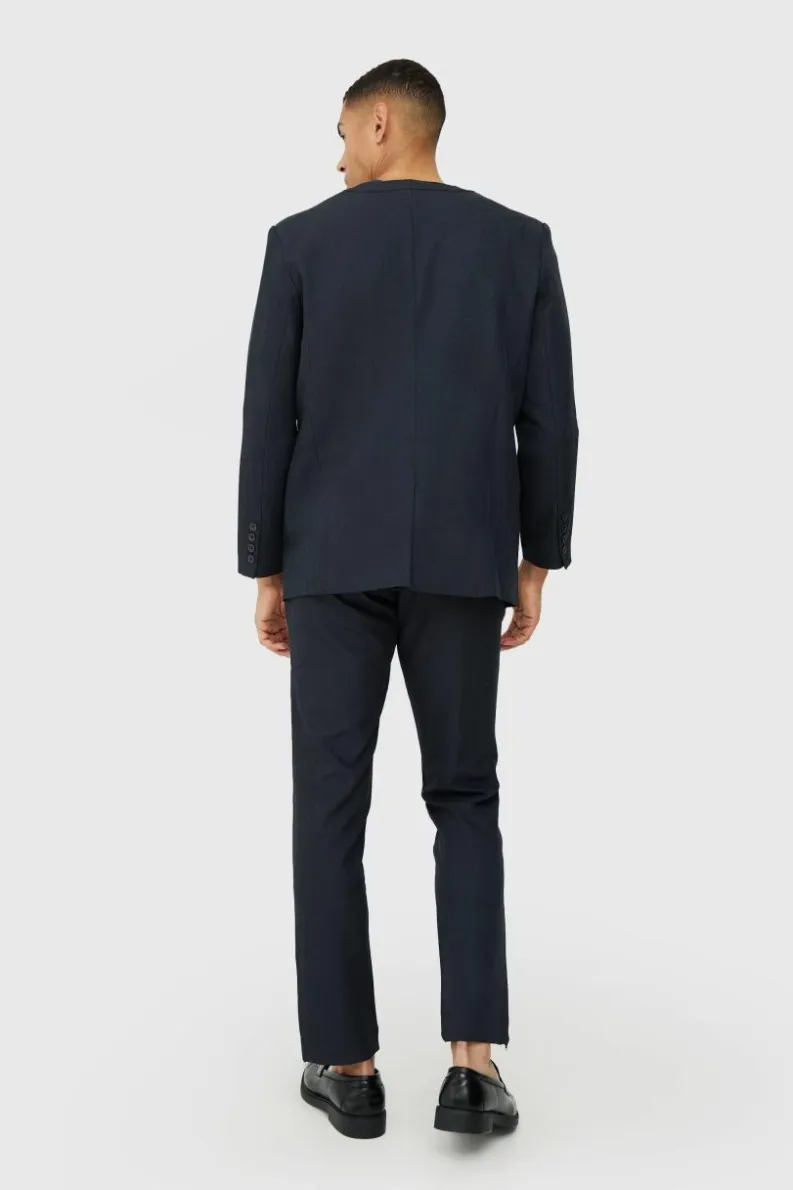 Cheap boohoo Collarless Suit Set in navy