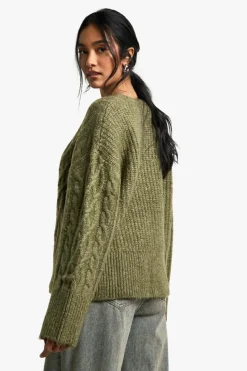 Best Sale boohoo Cosy Cable Knit Jumper olive