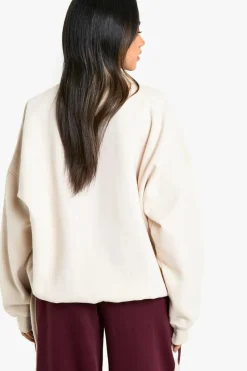 Outlet boohoo Cow Print Dallas Applique Sweatshirt stone