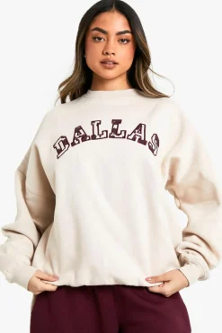 Outlet boohoo Cow Print Dallas Applique Sweatshirt stone