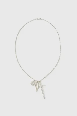 Cheap boohooMAN Cross And Hardware Necklace silver