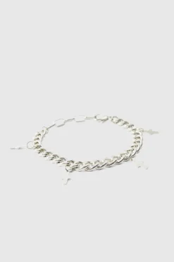 New boohooMAN Cross Charm Bracelet in silver