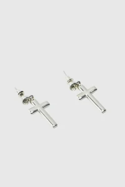 Hot boohooMAN Cross Earrings silver